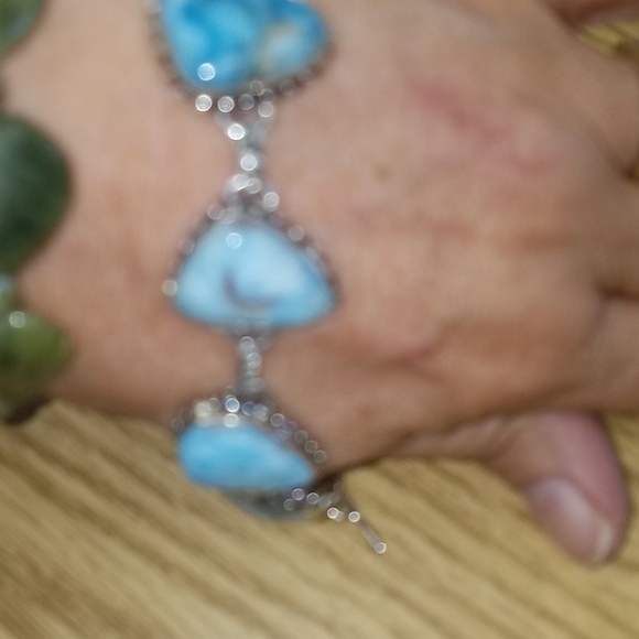 New Sterling Silver Larimar bracelet , Toggle Style - Picture 12 of 13